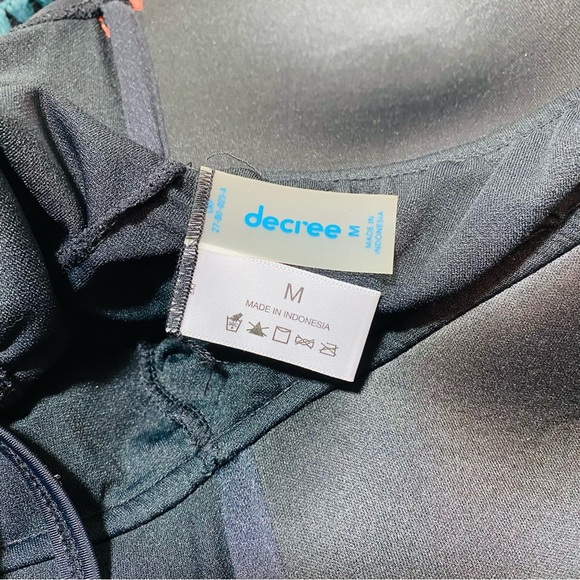 Decree Juniors Black One-piece Swimsuit with Pink and Blue Trim Sz-M - Picture 5 of 6